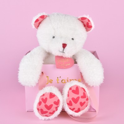 Ours en peluche JE T'AIME en sac cadeau - 25 cm