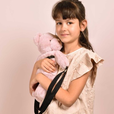 Sac bandouliere - Ours en peluche rose - 30 cm