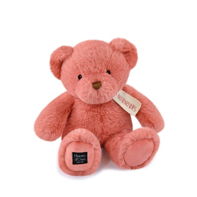 Ours en peluche rose praline assis - LE NOUNOURS