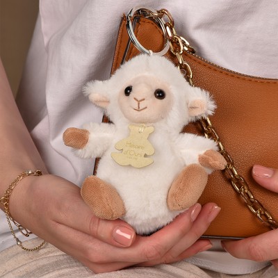 Porte-clés agneau écru - 12 cm - Les doux stretch