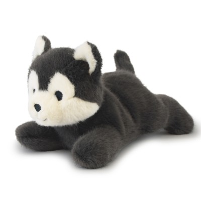 Loup gris peluche allongee - Les P'tits Relax - 22 cm