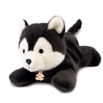 Loup gris peluche allongee - Les P'tits Relax - 30 cm