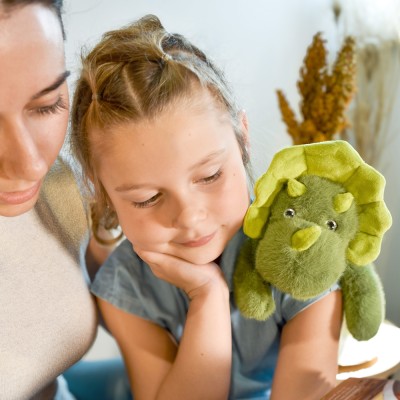 Peluche bien être - Dinosaure en peluche vert magnétique gris - 30 cm