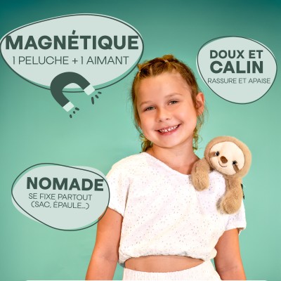 Peluche bien être - Paresseux en peluche magnétique beige - 30 cm