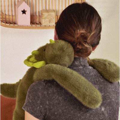 Peluche dinosaure vert lesté - 40 cm - Podcoll