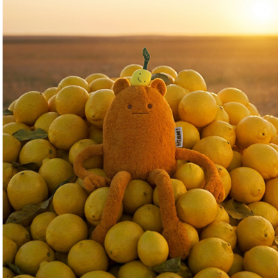 MIAM ! - Peluche John Lemon - Orange citron - 40 cm
