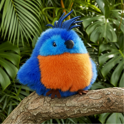 Peluche Perroquet bleu royal - 15 cm