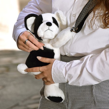 Sac Doudou Chien Black & White - 30cm Sac Bandoulière Tendance