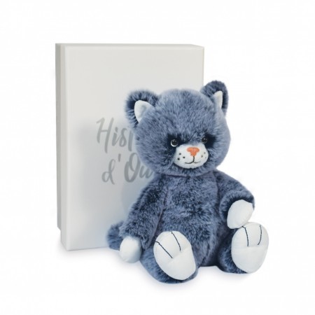 petite peluche de chat bleu chiné histoire d'ours