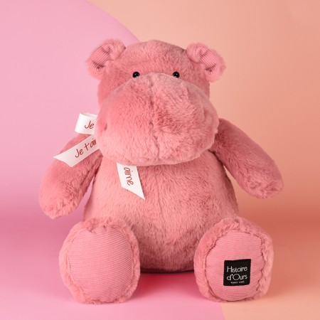 Peluche personnalisée Je t'Aime - Hippopotame Terracotta - Édition limitée - 40cm