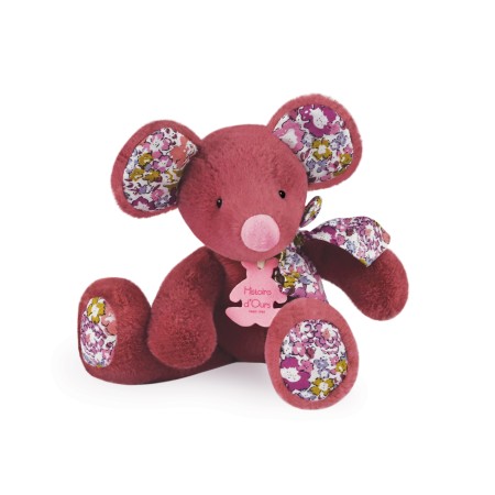 Peluche pantin souris rose fushia -  20 cm