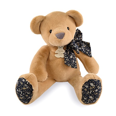 Peluche ours brun avec noeud liberty 40 cm - Histoire d'ours - HO3195