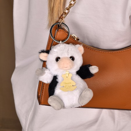 Porte-clés vache blanche - 12 cm - lesté