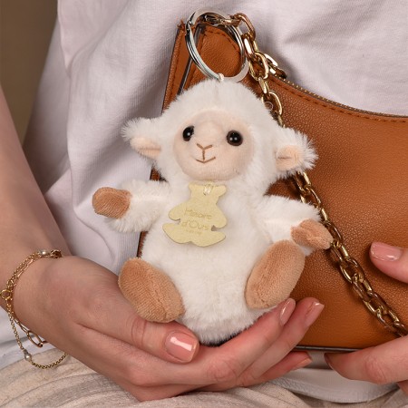 Porte-clés agneau écru - 12 cm - Les doux stretch