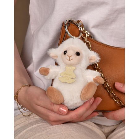 Porte-clés agneau écru - 12 cm - Les doux stretch