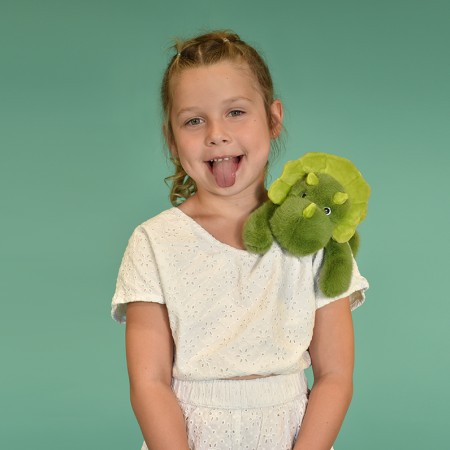 Peluche bien être - Dinosaure en peluche vert magnétique gris - 30 cm