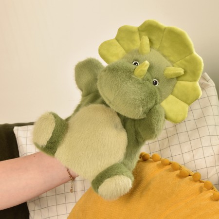 Marionnette Dinosaure vert - 24 cm