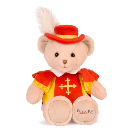 Peluche Ours mousquetaire avec cape rouge - Puy du Fou 30 cm