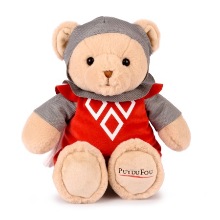 Peluche Ours mousquetaire avec cape rouge - Puy du Fou 30 cm