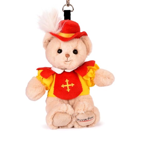 Peluche Ours mousquetaire avec cape rouge - Puy du Fou