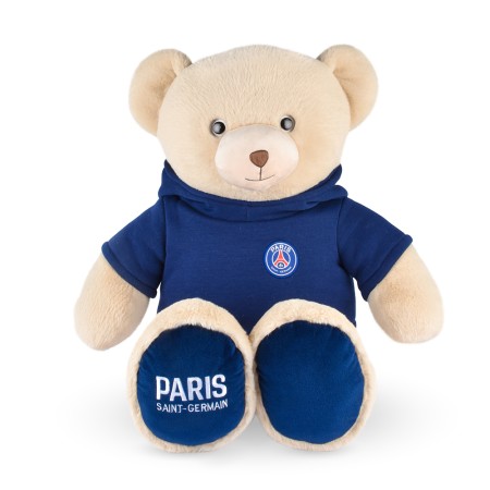 Ours en peluche PSG officiel 85 cm avec maillot et capuche