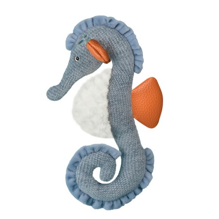 Peluche Hippocampe bleu gris  et orange - 29 cm -