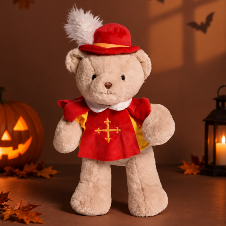 Peluche Ours mousquetaire avec cape rouge - Puy du Fou 30 cm