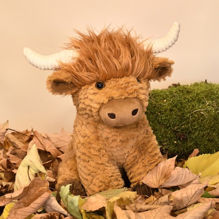 Peluche vache ecossaise marron avec cornes blanches - Puy du Fou