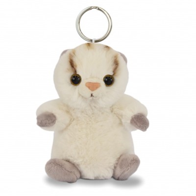 Porte-clés chat écru - 12 cm - Les doux stretch