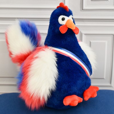 Peluche coq bleu marine - 24 cm - Fabriqué en France