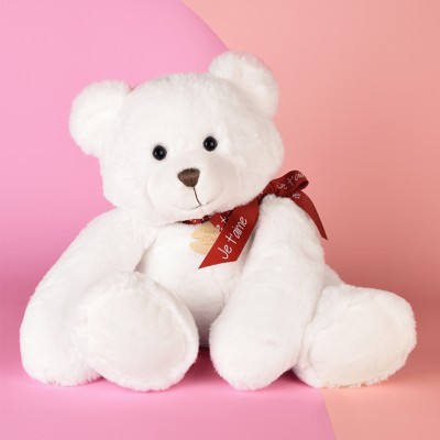 Peluche personnalisée Je t'Aime - Ours en Peluche blanc cassé - Édition limitée - 25 cm