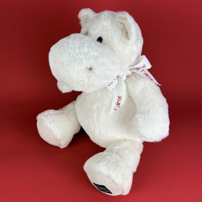 Peluche personnalisée Je t'Aime - Peluche Hippopotame blanc- Édition limitée- 40 cm