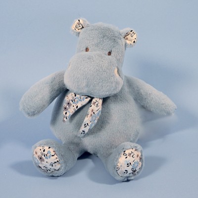 Peluche Hippopotame Bleu Bandana - 22 cm