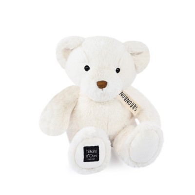 Ours en peluche blanc assis - LE NOUNOURS -