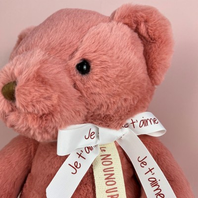 Peluche personnalisée Je t'Aime - Ours en peluche rose - Édition limitée - 40 cm