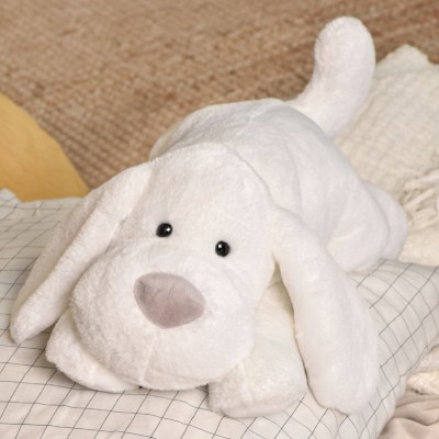 Peluche Chien Blanc - 40 cm - Les Allongés Stretch