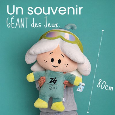 Peluche Géante Mascotte SPORT FLO - Jeux Olympiques Milano-Cortina 2026 - 80 cm