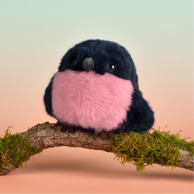 Peluche oiseau Rouge-gorge rose -15 cm