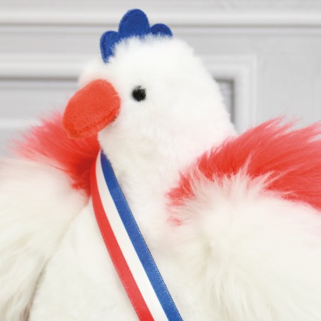 Peluche poule bleu blanc rouge - 20 cm - Fabriquée en France - FR8016-1.jpg