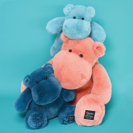 Peluches hippopotames bleu et rose Histoire d'ours