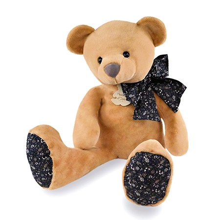 Peluche ours brun avec noeud liberty 60cm - Histoire d'ours - HO3197