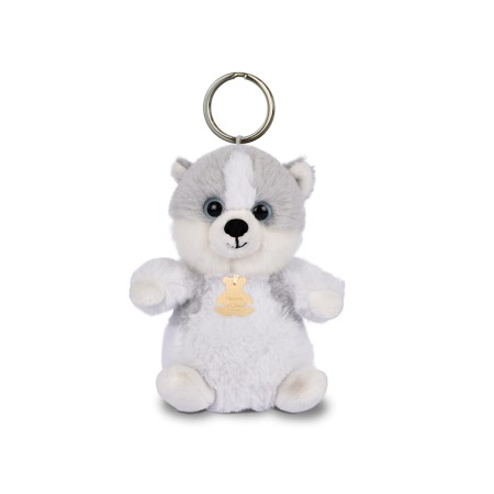 Porte-clés chien Husky gris et blanc 12 cm-HO3290-face.jpg