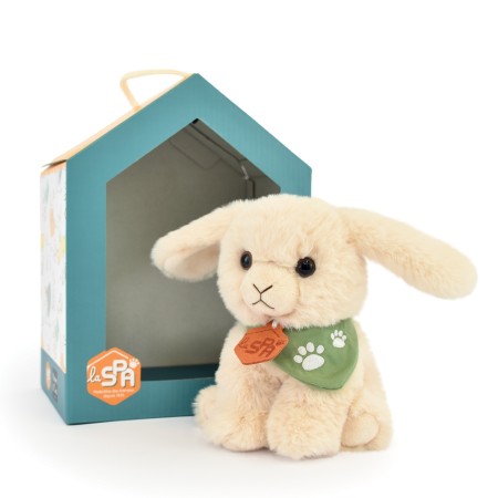 peluche lapin beige avec sa niche - HO3316.jpg