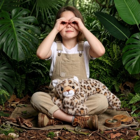 Peluche lestée Chat Léopard -ambiance enfant