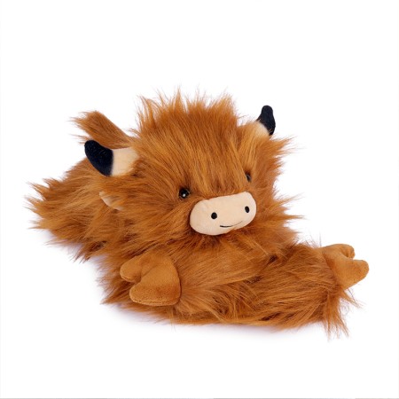 Peluche lestée Vache Highland -fond blanc