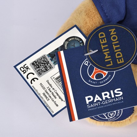 Peluche officielle Ours PSG Champion - Édition limitée et numérotée - étiquettes