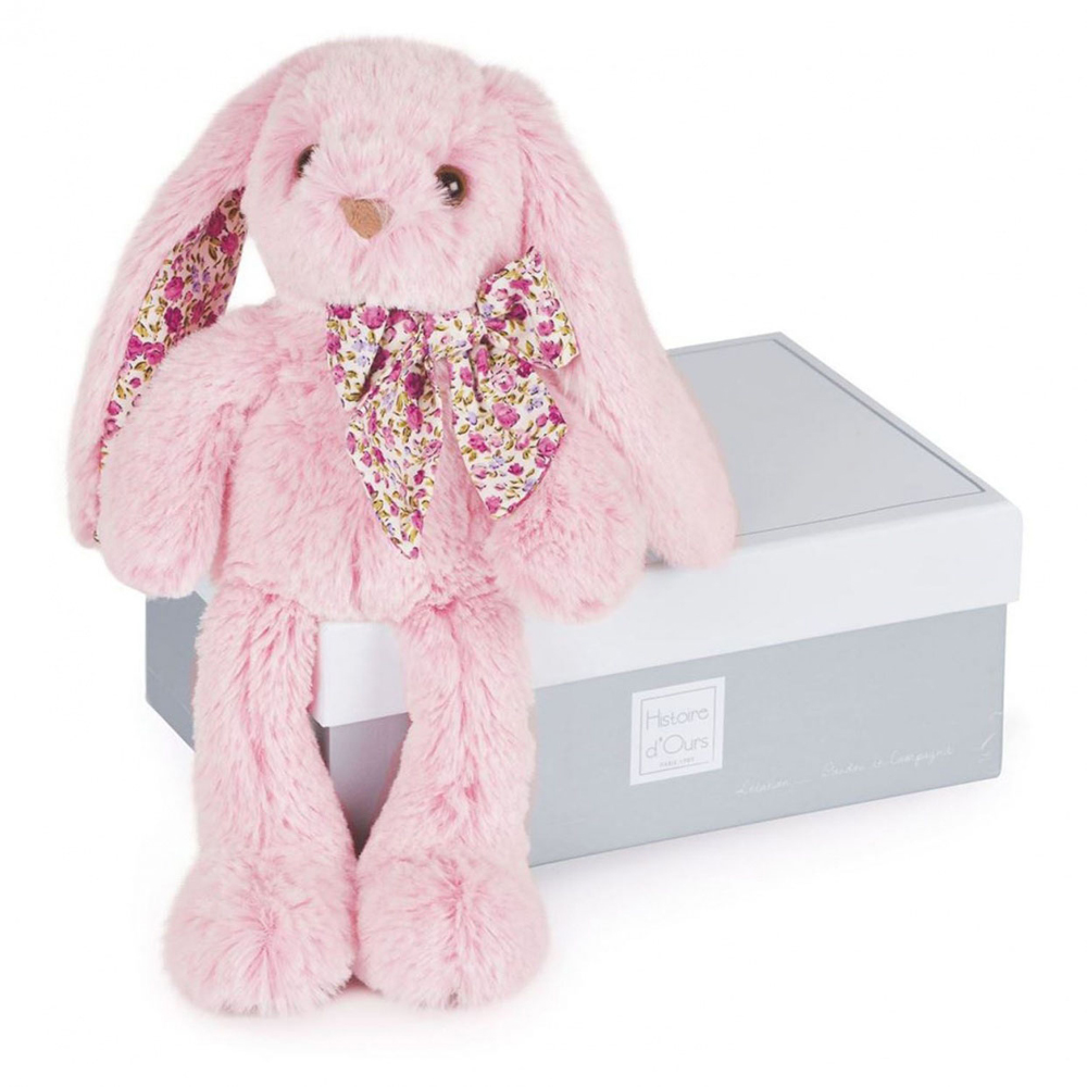 Peluche Lapin Rose Sweety Mousse 25 cm - Histoire d'Ours - Blanc